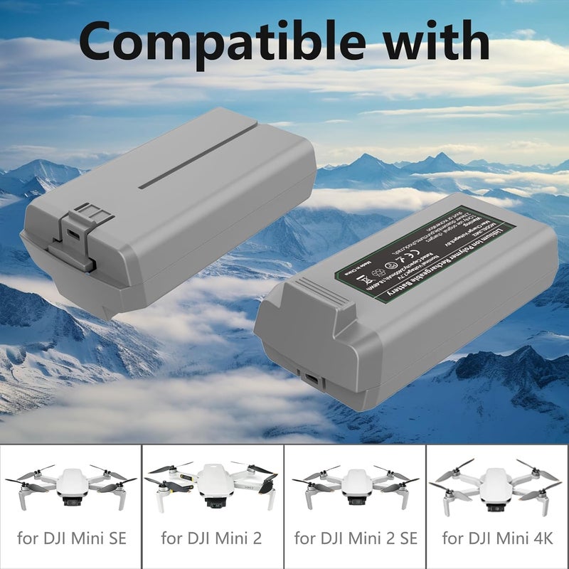 MVMOD Mini 4K/Mini 2 Battery 2Pack with Charging Station, Intelligent Batteries for DJI Mini SE with Display Two-Way Charging Hub, 2400mAh 7.7V 31Mins Flight Time Rechargeable Battery - Image 2